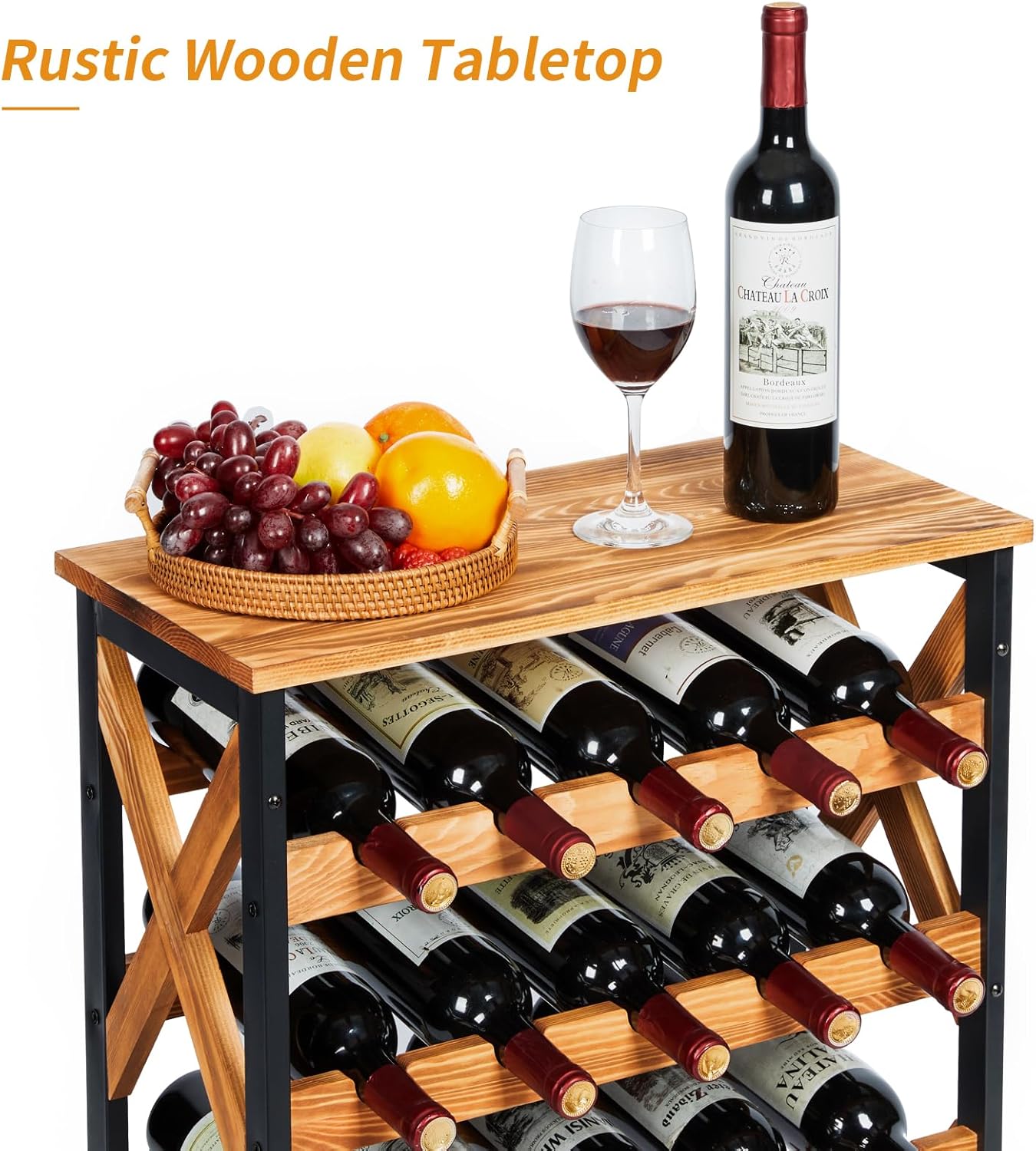 25 Bottle Wine Rack Freestanding Floor Rustic Wine