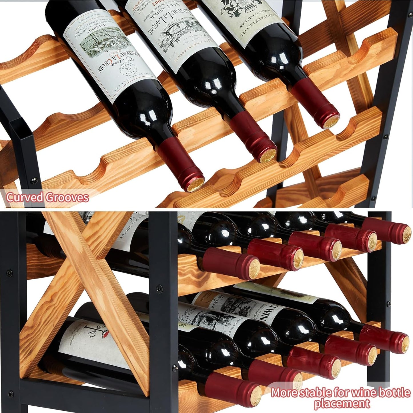 25 Bottle Wine Rack Freestanding Floor Rustic Wine