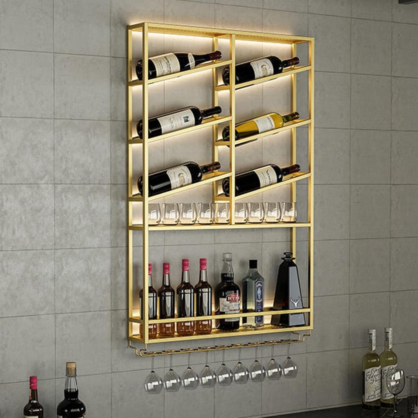 LED Industrial Wine Rack Wall Mounted