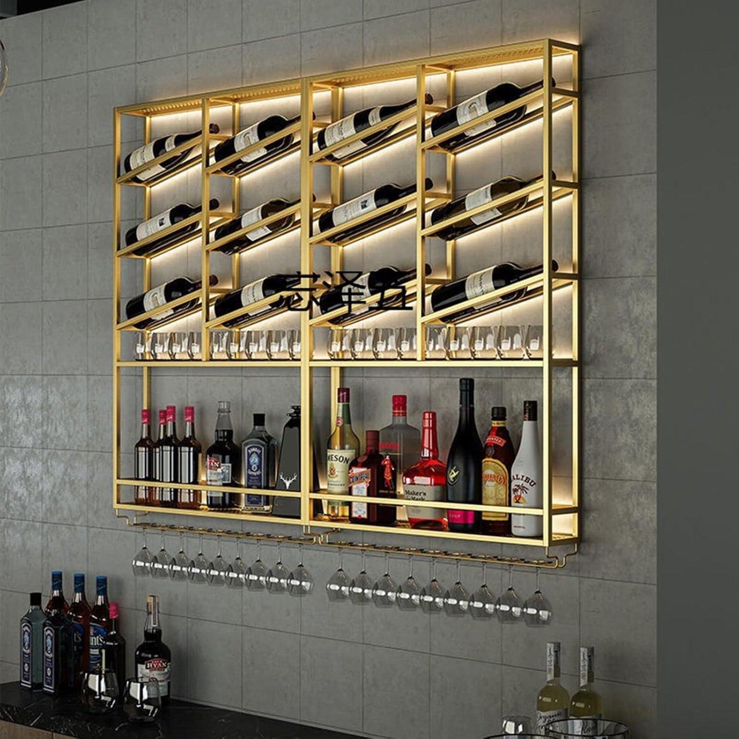 LED Industrial Wine Rack Wall Mounted