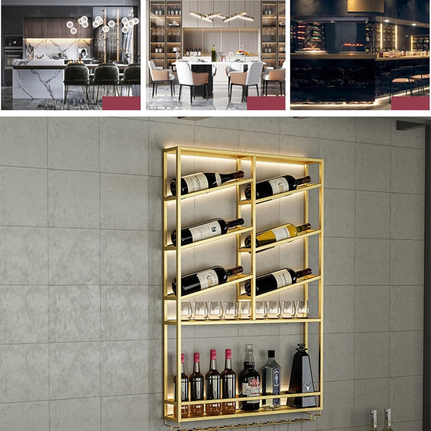 LED Industrial Wine Rack Wall Mounted