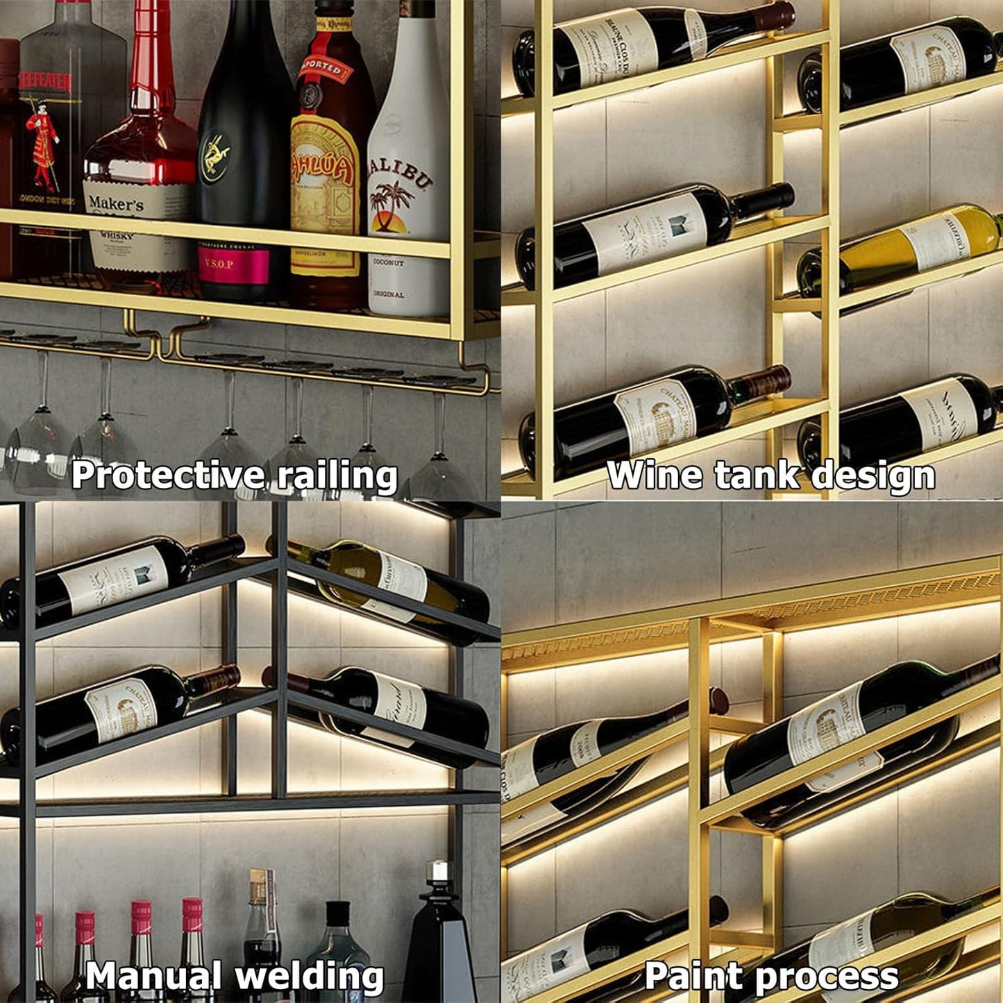 LED Industrial Wine Rack Wall Mounted