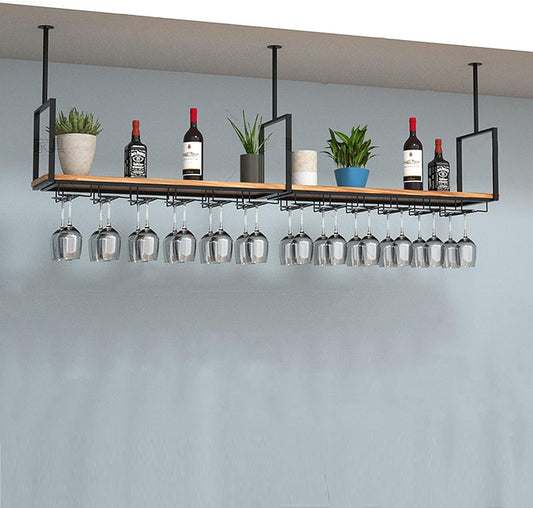 Wine Rack Wall Mounted , Ceiling Iron Upside Down Stemware Goblet Wine Glass Holder