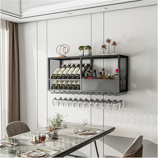 Metal Wall Wine Rack with Open Style Frame