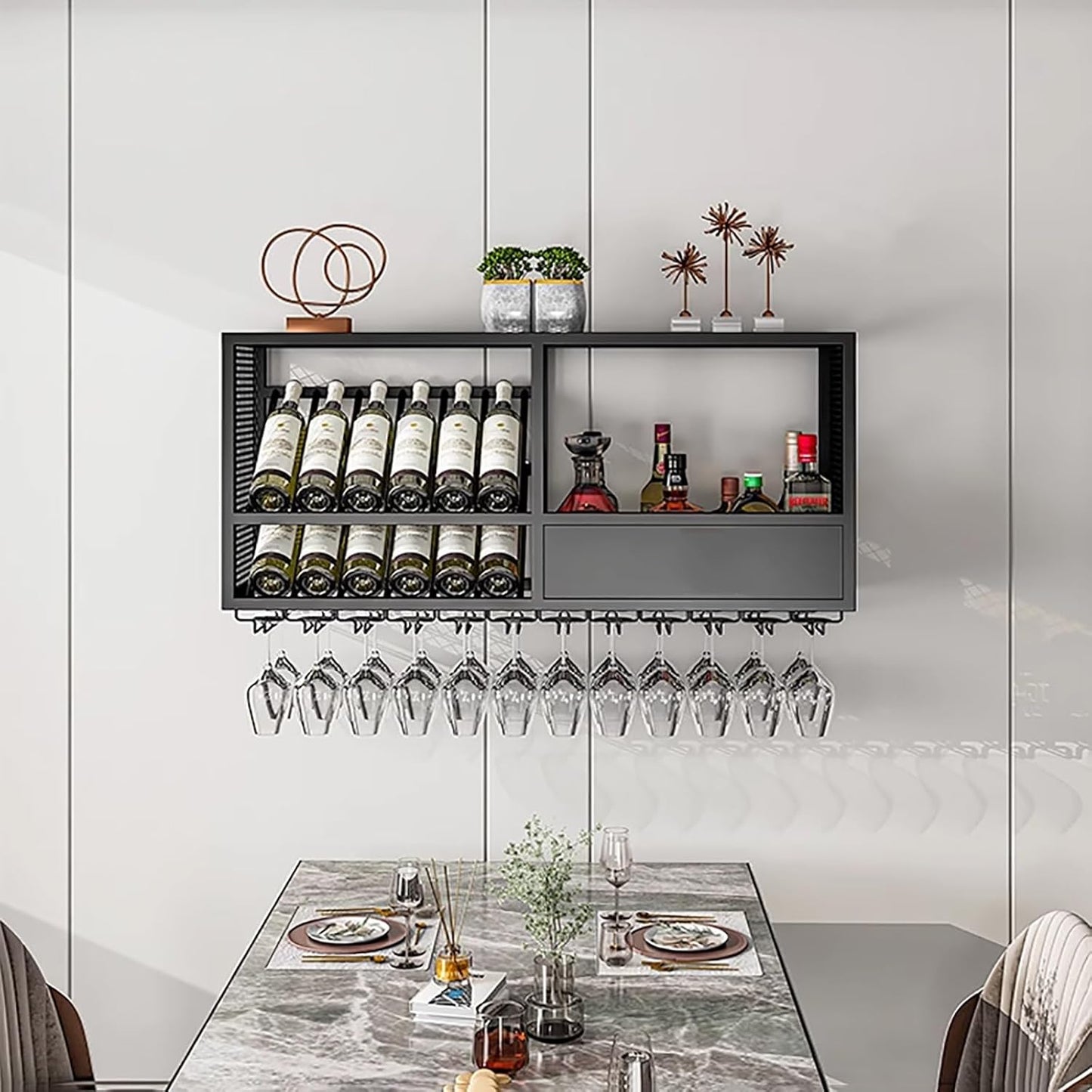 Metal Wall Wine Rack with Open Style Frame