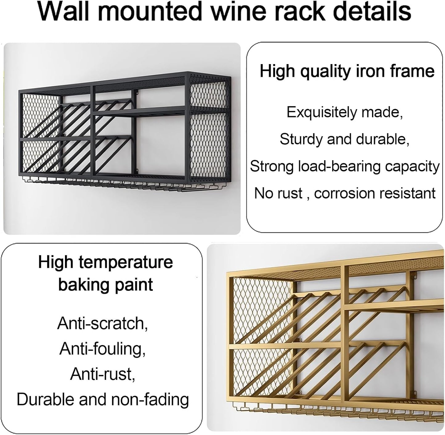 Industrial Wall Mounted Wine Rack with Glass Holder