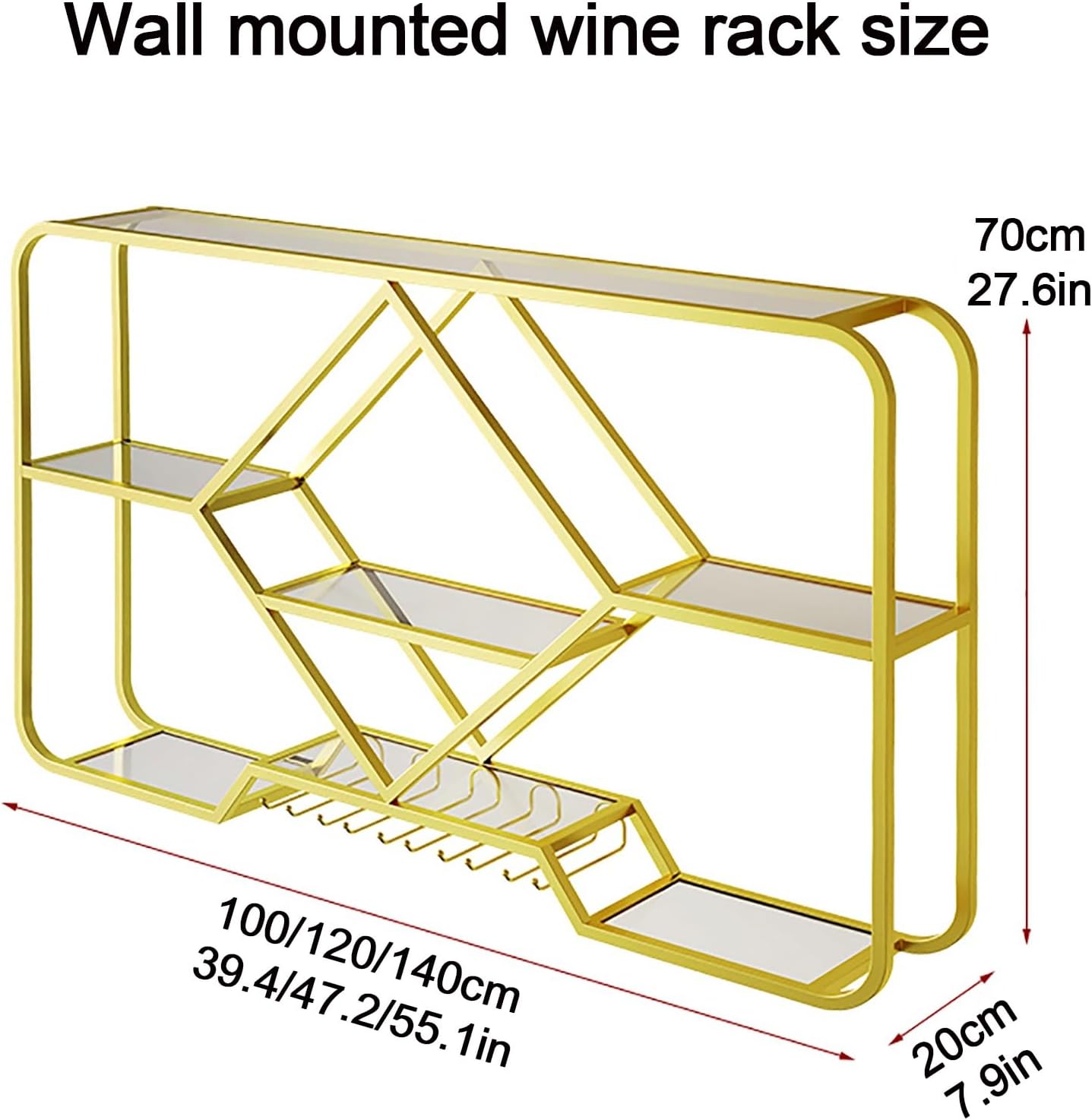 Modern Wall Mounted Metal Wine Rack and Glass Holder